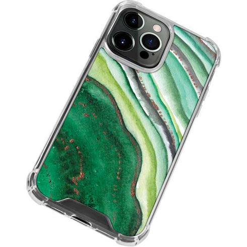 Kiwi Watercolor Geode iPhone 15 Pro Clear Case